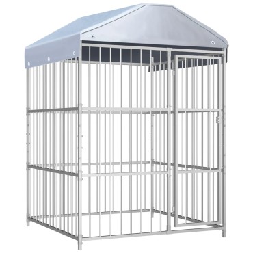 vidaXL Κλουβί Σκύλου Εξωτερικού Χώρου 150 x 150 x 200 εκ. με Στέγαστρο