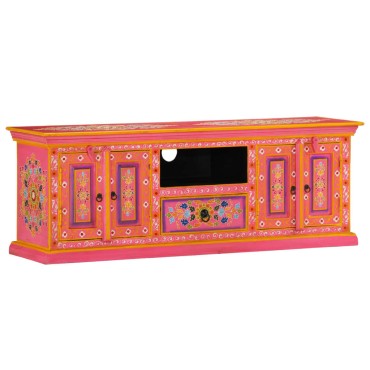 vidaXL Έπιπλο Τηλεόρασης Ροζ 110x30x40cm από Μασίφ Ξύλο Μάνγκο