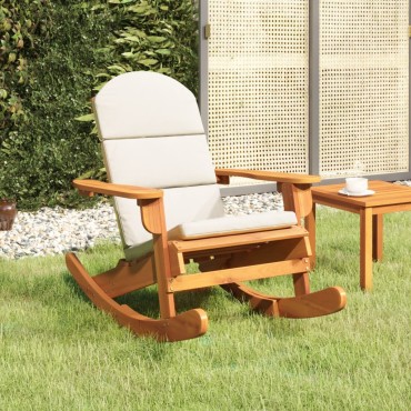 vidaXL Καρέκλα Κουνιστή Adirondack με Μαξιλάρια από Μασίφ Ξύλο Ακακίας 75x105x90cm 1 τεμ.