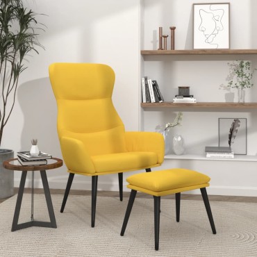 vidaXL Πολυθρόνα Relax Κίτρινη Μουσταρδί Υφασμάτινη με Σκαμπό 70x77x94cm 1 τεμ.