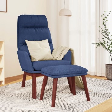 vidaXL Πολυθρόνα Relax Μπλε Υφασμάτινη με Σκαμπό 70x77x98cm 1 τεμ.