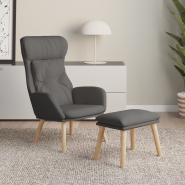 vidaXL Πολυθρόνα Relax Σκούρο Γκρι Υφασμάτινη με Υποπόδιο 70x77x94cm 1 τεμ.
