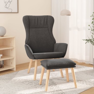 vidaXL Πολυθρόνα Relax Σκούρο Γκρι Υφασμάτινη με Υποπόδιο 70x77x94cm 1 τεμ.