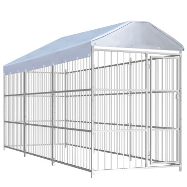 vidaXL Κλουβί Σκύλου Εξωτερικού Χώρου 450 x 150 x 200 εκ. με Στέγαστρο