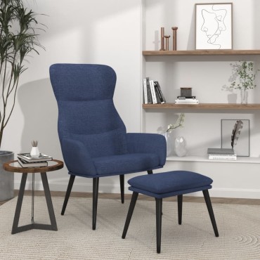 vidaXL Πολυθρόνα Relax Μπλε Υφασμάτινη με Σκαμπό 70x77x94cm 1 τεμ.