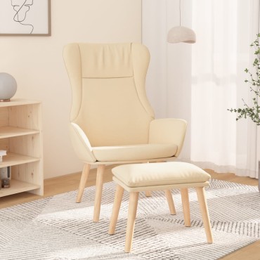 vidaXL Πολυθρόνα Relax Κρεμ Υφασμάτινη με Υποπόδιο 70x77x94cm 1 τεμ.