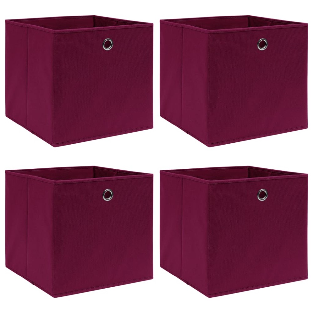 vidaXL Κουτιά Αποθήκευσης 4 τεμ. Κόκκινα 32 x 32 x 32 εκ. Υφασμάτινα