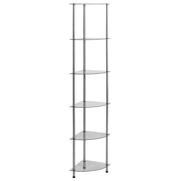 vidaXL Ραφιέρα 6 Επιπέδων Διαφανής 30x30x160cm από Ψημένο Γυαλί 1 τεμ.