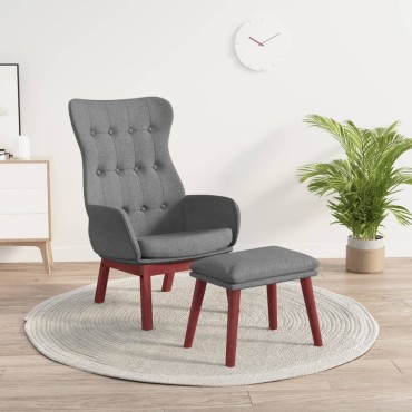 vidaXL Πολυθρόνα Relax Ανοιχτό Γκρι Υφασμάτινη με Υποπόδιο 70x77x94cm 1 τεμ.