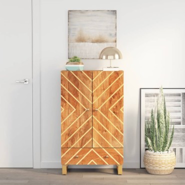 vidaXL Ντουλάπι Καφέ/Μαύρο 60x33,5x100cm από Μασίφ Ξύλο Μάνγκο 1 τεμ.