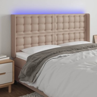 vidaXL Κεφαλάρι Κρεβατιού LED Καπουτσίνο 147x16x118/128 εκ 1 τεμ.