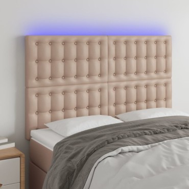 vidaXL Κεφαλάρι Κρεβατιού LED Καπουτσίνο 144x5x118/128 εκ 1 τεμ.
