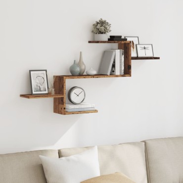 vidaXL Ραφιέρα Τοίχου Όψη Παλαιού Ξύλου 104x15x49cm από Επεξ. Ξύλο 1 τεμ.