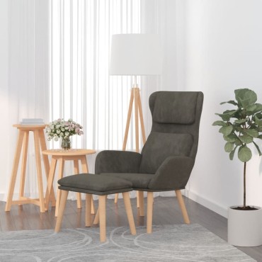 vidaXL Πολυθρόνα Relax Σκούρο Γκρι Βελούδινη με Σκαμπό 70x77x98cm 1 τεμ.