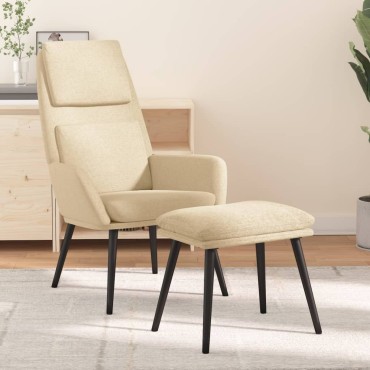 vidaXL Πολυθρόνα Relax Κρεμ Υφασμάτινη με Σκαμπό 70x77x98cm 1 τεμ.