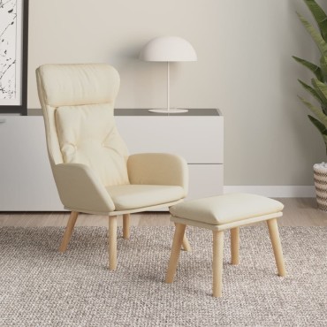 vidaXL Πολυθρόνα Relax Κρεμ Υφασμάτινη με Υποπόδιο 70x77x94cm 1 τεμ.