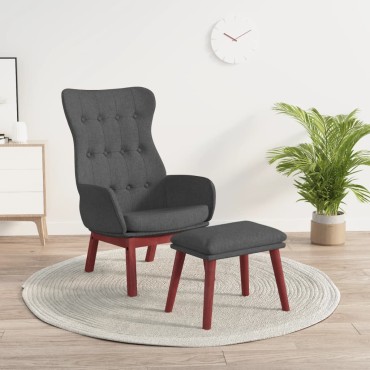 vidaXL Πολυθρόνα Relax Σκούρο Γκρι Υφασμάτινη με Υποπόδιο 70x77x94cm 1 τεμ.
