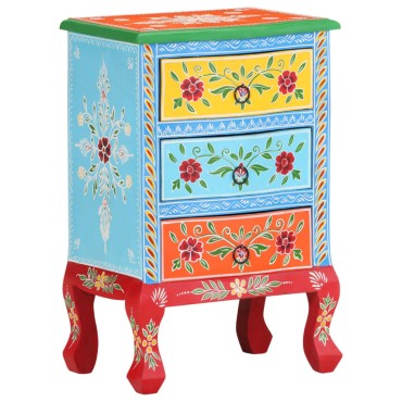 vidaXL Κομοδίνο με Χειροπ. Λεπτομέρειες 40x30x60cm Μασίφ Ξύλο Μάνγκο 1 τεμ.