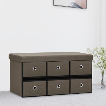 vidaXL Πτυσσόμενος Πάγκος Αποθήκευσης Καφέ 76x38x38cm Συνθετικό Λινό 1 τεμ.