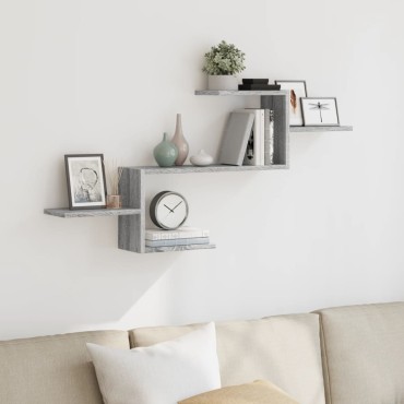 vidaXL Ραφιέρα Τοίχου Γκρι Sonoma 104x15x49cm Επεξεργασμένο Ξύλο 1 τεμ.