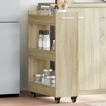 vidaXL Έπιπλο με Ρόδες Sonoma Δρυς 60x22x79cm από Επεξεργασμένο Ξύλο 1 τεμ.