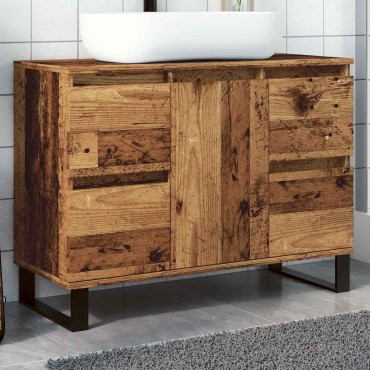 vidaXL Ντουλάπι νιπτήρα μπάνιου Παλιό ξύλο 80x33x60cm 1 τεμ.