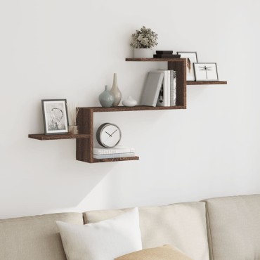 vidaXL Ραφιέρα Τοίχου Καφέ Δρυς 104x15x49cm Επεξεργασμένο Ξύλο 1 τεμ.