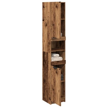 vidaXL Ντουλάπι μπάνιου Παλιό ξύλο 32x34x188,5cm Κατασκευασμένο ξύλο 1 τεμ.