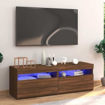 vidaXL Έπιπλο Τηλεόρασης με LED Καφέ Δρυς 120x35x40cm