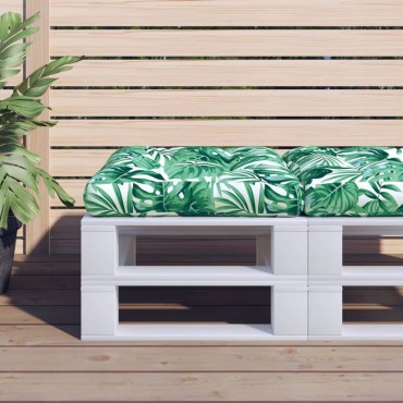vidaXL Μαξιλάρι Παλέτας με Σχέδιο Φύλλων 60x61,5x10cm Υφασμάτινο