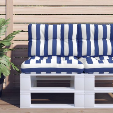 vidaXL Μαξιλάρι Παλέτας Μπλε & Λευκό Ριγέ 60x40x12cm Υφασμάτινο