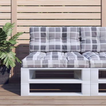 vidaXL Μαξιλάρι Παλέτας Γκρι Καρό 70x40x12cm Υφασμάτινο