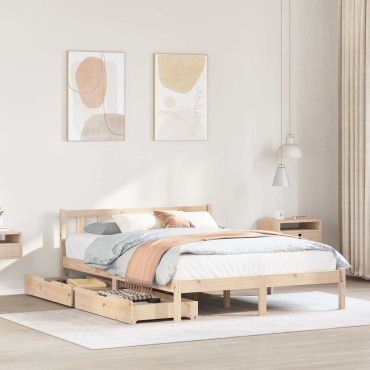 vidaXL Σκελετός Κρεβατιού Χωρίς Στρώμα 160x200cm Μασίφ Ξύλο Πεύκου 1 τεμ. - Διπλό