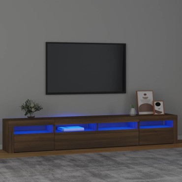 vidaXL Έπιπλο Τηλεόρασης με LED Καφέ Δρυς 240x35x40cm