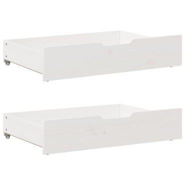 vidaXL Συρτάρια Κρεβατιού 2 τεμ Λευκό 85x55x17 εκ. Μασίφ Ξύλο Πεύκου