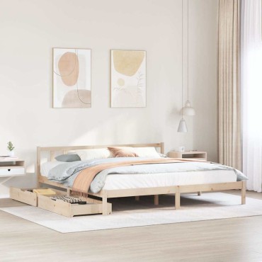 vidaXL Σκελετός Κρεβατιού Χωρίς Στρώμα 180x200cm Μασίφ Ξύλο Πεύκου 1 τεμ. - Διπλό