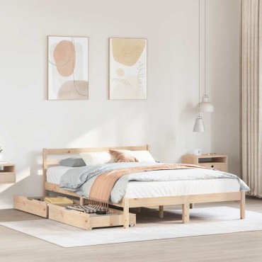 vidaXL Σκελετός Κρεβατιού Χωρίς Στρώμα 160x200cm Μασίφ Ξύλο Πεύκου 1 τεμ. - Διπλό