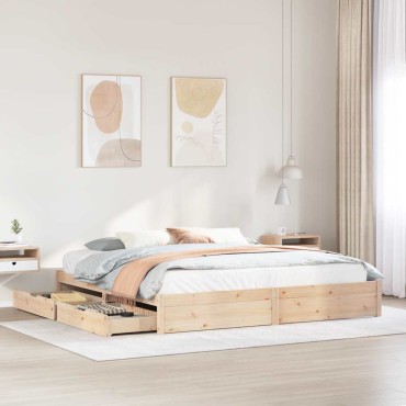 vidaXL Σκελετός Κρεβατιού Χωρίς Στρώμα 180x200cm Μασίφ Ξύλο Πεύκου 1 τεμ. - Διπλό