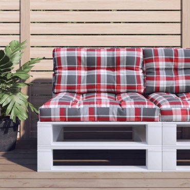 vidaXL Μαξιλάρι Παλέτας Κόκκινο Καρό 70x40x12cm Υφασμάτινο