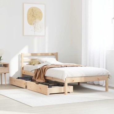 vidaXL Σκελετός Κρεβατιού Χωρίς Στρώμα 90x200cm Μασίφ Ξύλο Πεύκου 1 τεμ. - Μονό