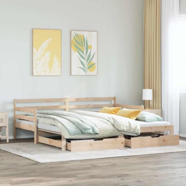 vidaXL Καναπές Κρεβάτι Συρόμενος Χωρίς Στρώμα 90x200cm & Συρτάρια 1 τεμ. - Μονό