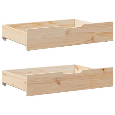 vidaXL Συρτάρια Κρεβατιού με Ροδάκια 2 τεμ. 85x55x17 εκ. Μασίφ Πεύκο