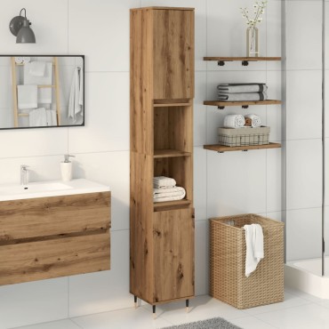 vidaXL Ντουλάπι μπάνιου Δρυς τεχνίτης 30x30x190cm Κατασκευασμένο ξύλο