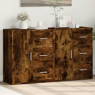 vidaXL Βοηθητικά Ντουλάπια 2 τεμ. Καπνιστή Δρυς 60x31x70cm Επεξ. Ξύλο