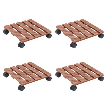 vidaXL Βάσεις για Γλάστρες με Ρόδες 4 τεμ. Καφέ 30x30x7,5 εκ. από WPC