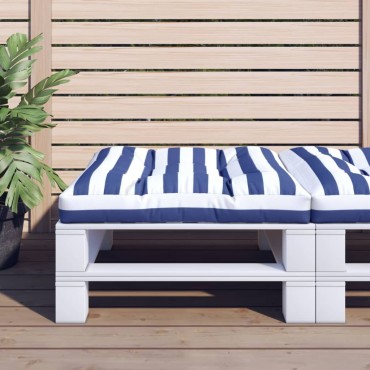 vidaXL Μαξιλάρι Παλέτας Μπλε & Λευκό Ριγέ 80x80x12cm Υφασμάτινο