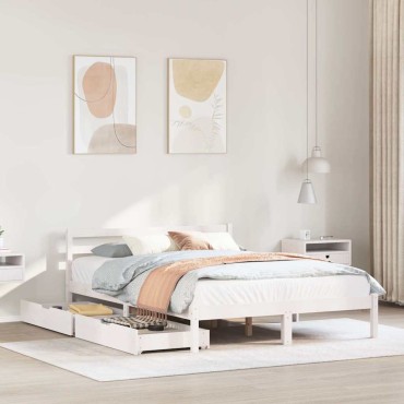 vidaXL Σκελετός Κρεβ. Χωρίς Στρώμα Λευκό 120x190cm Μασίφ Πεύκο 1 τεμ. - Μονό