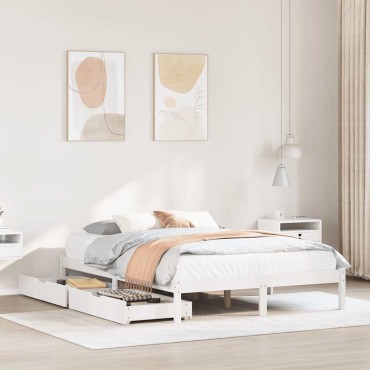 vidaXL Σκελετός Κρεβ. Χωρίς Στρώμα Λευκό 120x190cm Μασίφ Πεύκο 1 τεμ. - Μονό