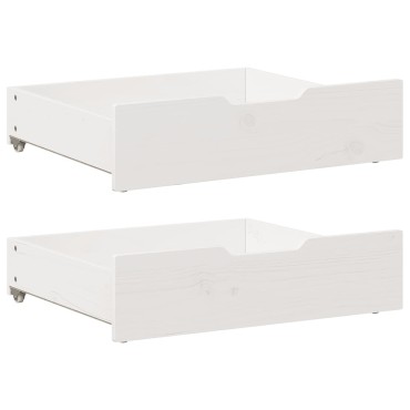 vidaXL Συρτάρια Κρεβατιού 2 τεμ Λευκό 75x55x17 εκ. Μασίφ Ξύλο Πεύκου