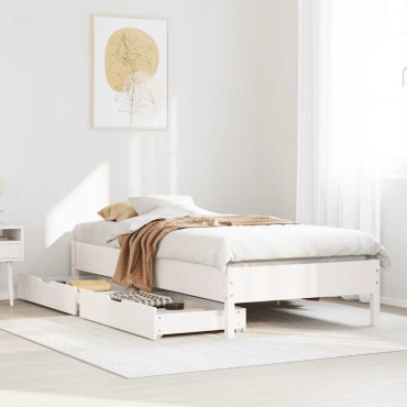vidaXL Σκελετός Κρεβ. Χωρίς Στρώμα Λευκό 90x190cm Μασίφ Πεύκο 1 τεμ. - Μονό